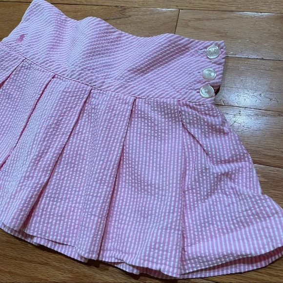 Ralph Lauren Girls Skirt Seersucker Striped Light Pink  Pleated Size 5 EUC - Picture 4 of 9
